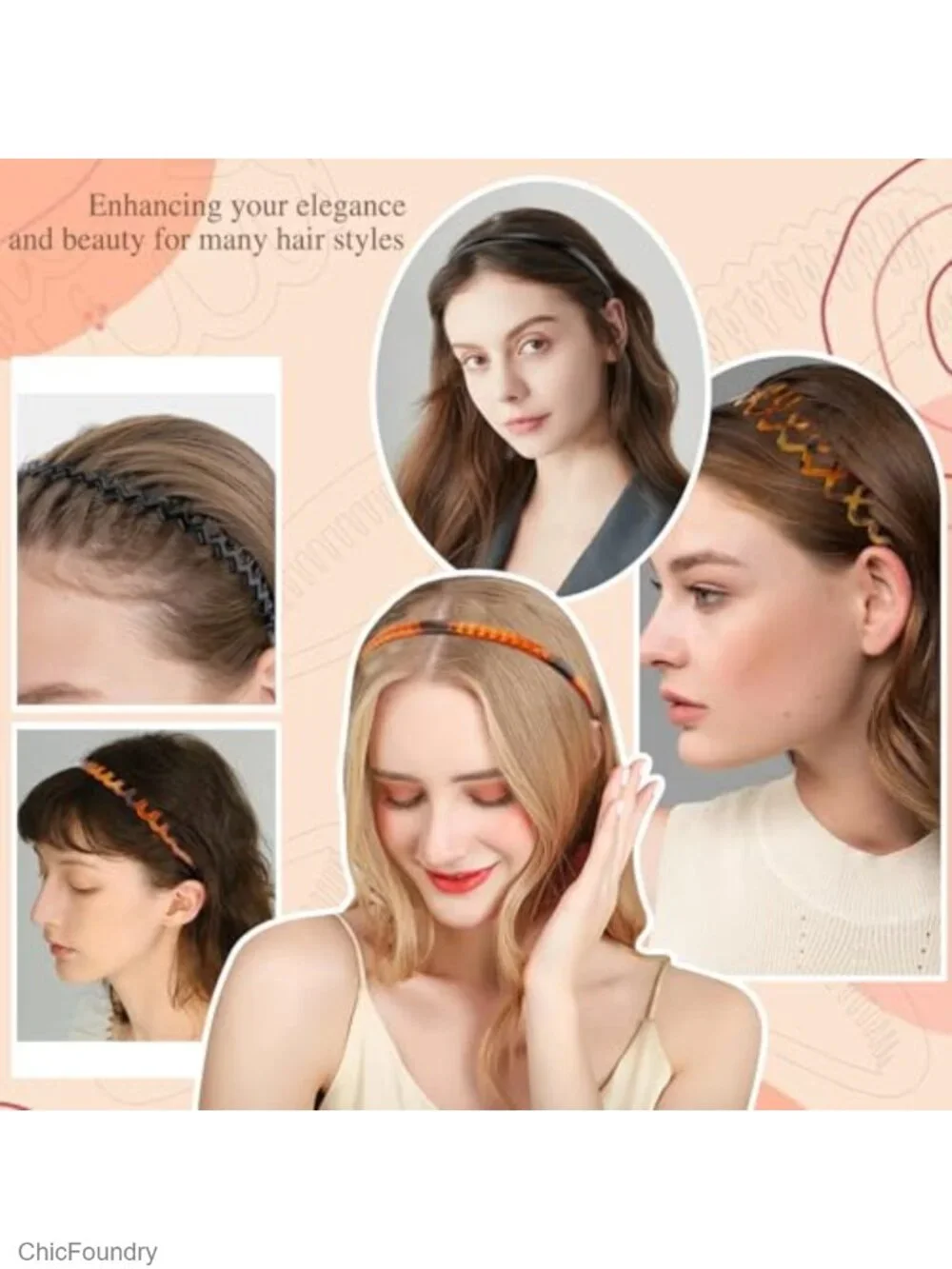 12 Pack Zigzag Headbands with Teeth Non Slip Plastic Wavy Hair Accessories